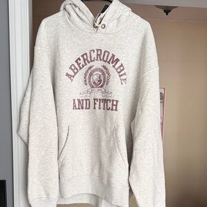 Abercrombie & Fitch Heather Gray Hoodie with Maroon Logo
